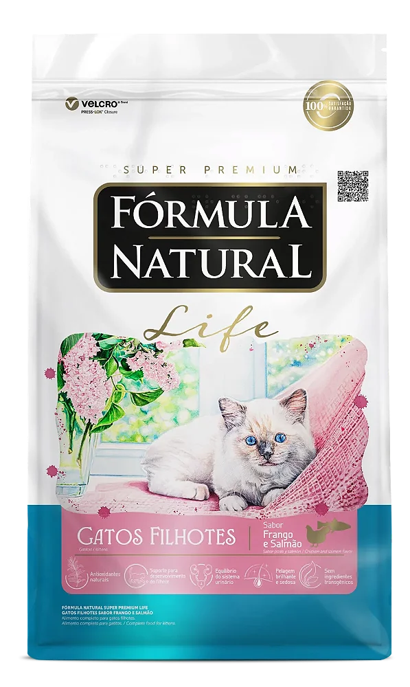 Ração Formula Natural Life p/ Gatos Filhotes Frango / Salmão 1 kg