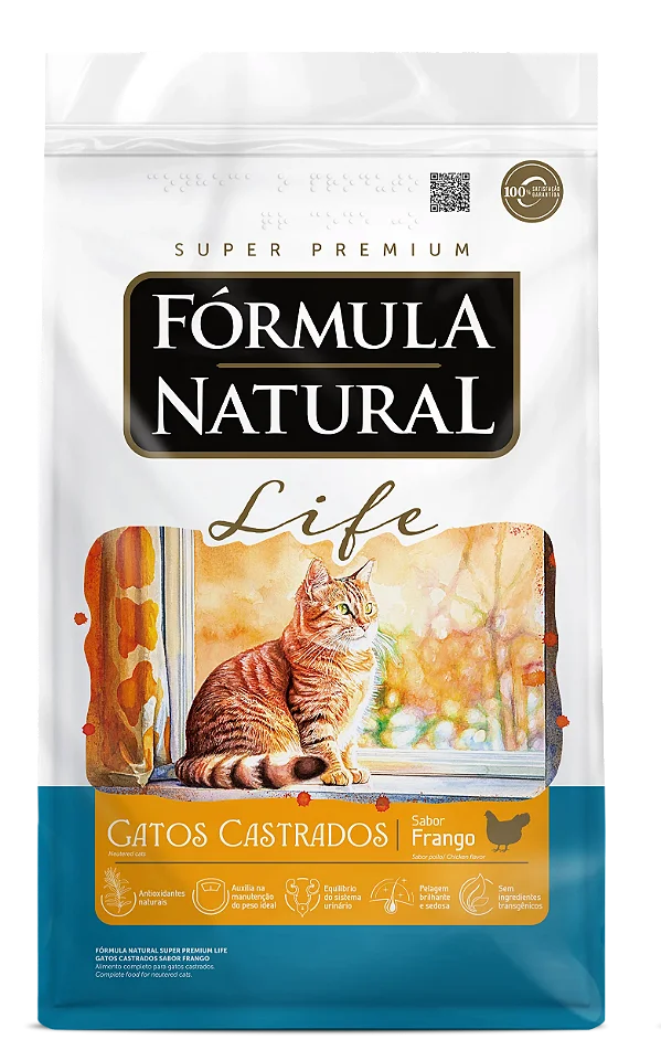 Ração Formula Natural Life p/ Gatos Castrados Frango / Salmão 1 kg