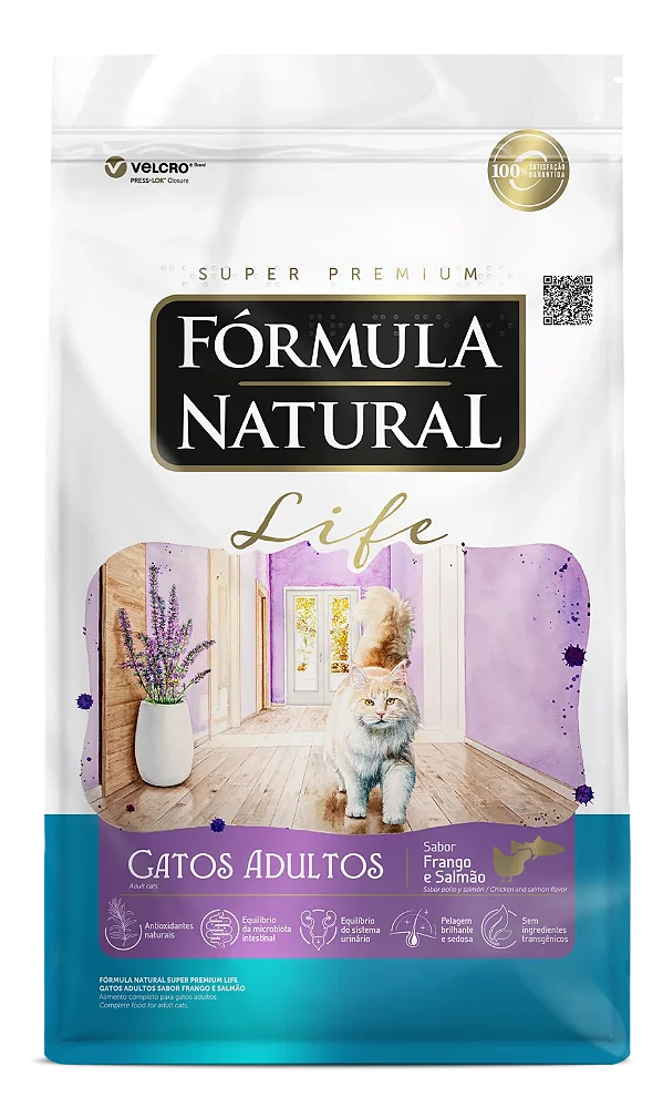 Ração Formula Natural Life p/ Gatos Adultos Frango / Salmão 1 kg