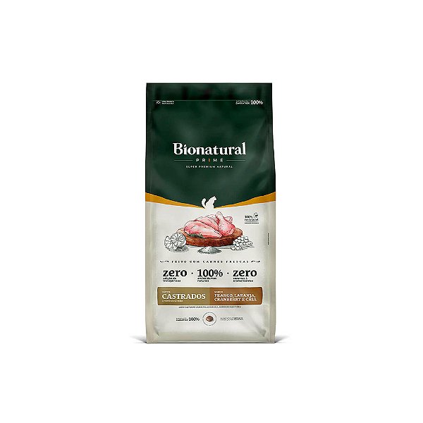 Ração Bionatural p/ Gatos Castrados Sabor Frango, Laranja, Cranberry e Chia
