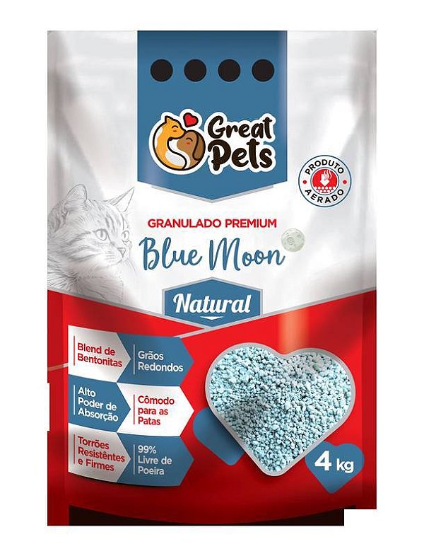 Areia Higiênica Great Pets Granulado Premium Blue Moon Natural 4 kg