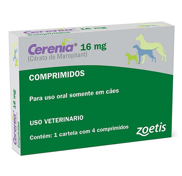 Cerenia Antiemético Citrato de Maropitant p/ Cães 16 mg c/4 comprimidos