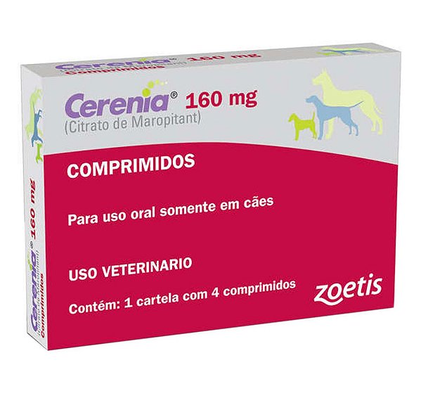 Cerenia Antiemético Citrato de Maropitant p/ Cães 160mg c/ 4 comprimidos
