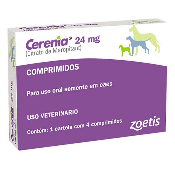 Cerenia Antiemético Citrato de Maropitant p/ Cães 24 mg c/ 4 comprimidos