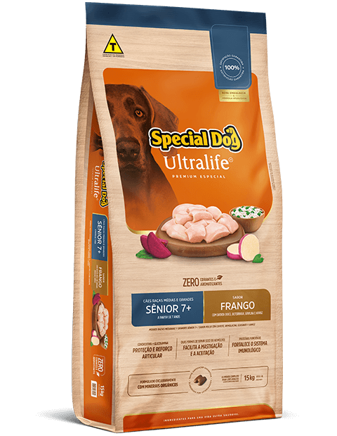 Ração Special Dog Ultralife Cães Raça Peq. Sênior 7+ Frango c/ Bat/Bet/Erv/Arroz 10,1 kg