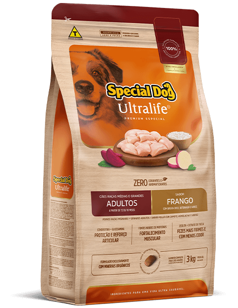 Ração Special Dog Ultralife Cães Raças Média e Grande Adultos Frango c/ Batata-Docê 3 kg