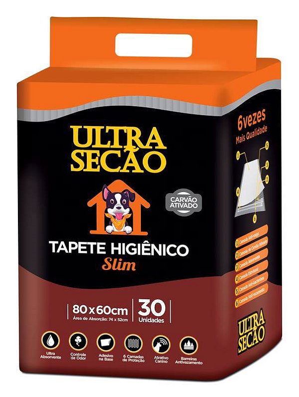 Tapete higiênico Ultra Secão Slim Carvão Ativado com 30 unidades