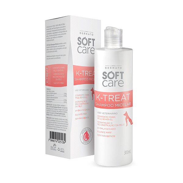 K-Treat Soft Care Shampoo Micelar p/Cães e Gatos 300 ml