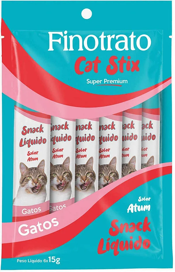 Patê Cat Stix FinoTrato Sabor Atum p/ Gatos c/ 6 Un de 15g
