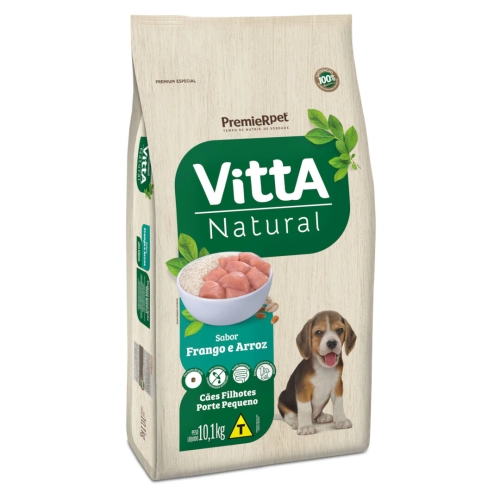 Ração Vitta Natural p/ Cães Filhotes Porte Pequeno Sabor Frango 10,1 kg