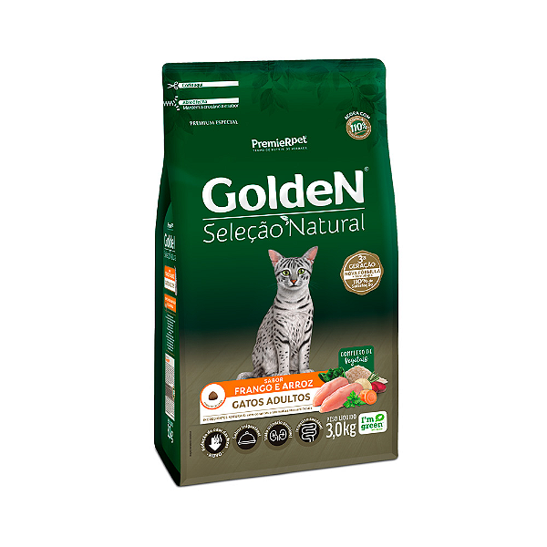 Ração GoldeN Seleção Natural p/ Gatos Adultos Sabor Frango 3 kg