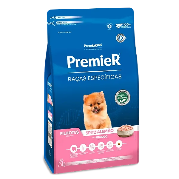 Ração Premier Raças Específicas P/ Cães FilhotesSpitz Alemão Frango 2,5 Kg