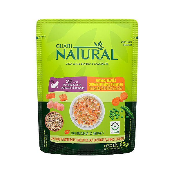 Ração Úmida Guabi Natural p/ Gatos de Todas as Idades Salmão & Frango 85 g