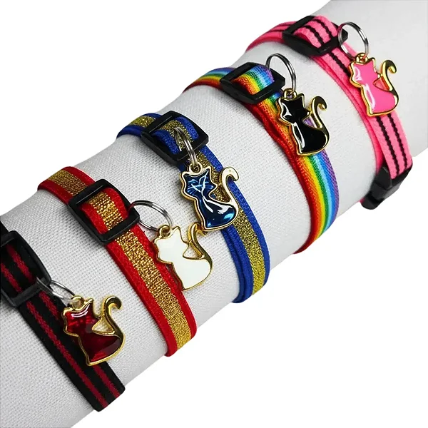 Coleira Elástica p/ Cães e Gatos c/ Pingente