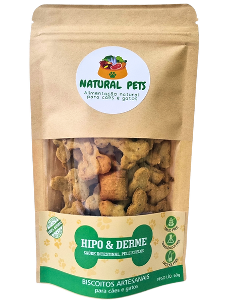 Biscoito Artesanais p/ cães e gatos Hipo & Derme 60 g