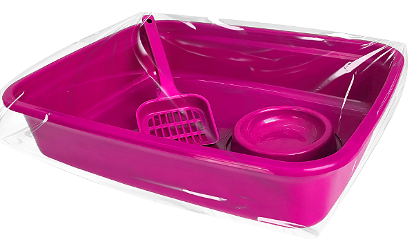 Kit Bandeja Higiênica + Pá + Comedouro - Cores Diversas