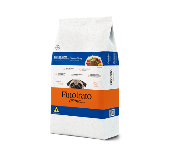 Ração FinoTrato Prime Carne p/ Cães Adulto Pequeno Médio 10 kg