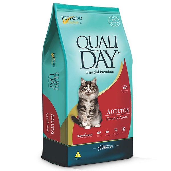Ração Qualiday p/ Gatos Adultos Sabor Carne e Arroz 2,5 kg