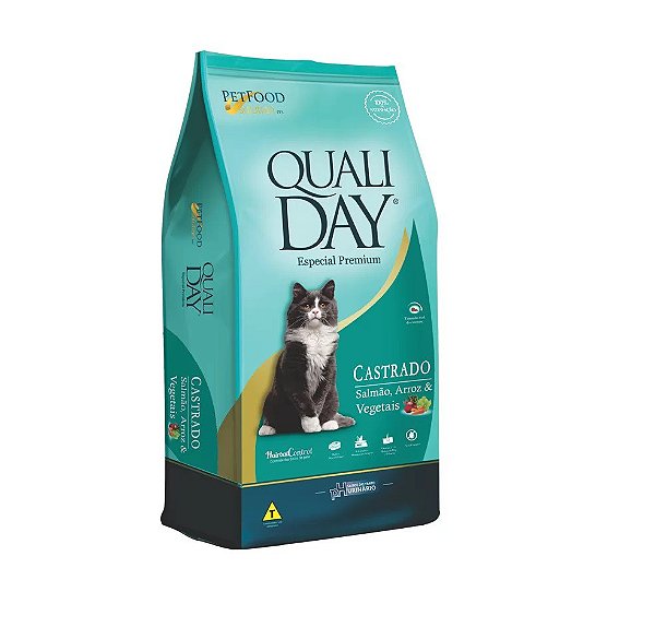 Ração Qualiday p/ Gatos Castrados Sabor Salmão, Arroz e Vegetais 2,5 kg