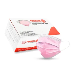 Máscara Descartável Rosa (CX C/50) - Promask