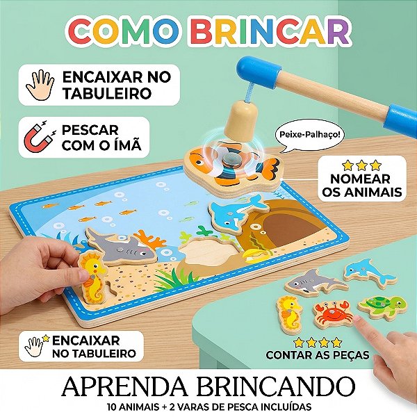 Criança brincando com a Pesca Divertida Magnética TookyToy