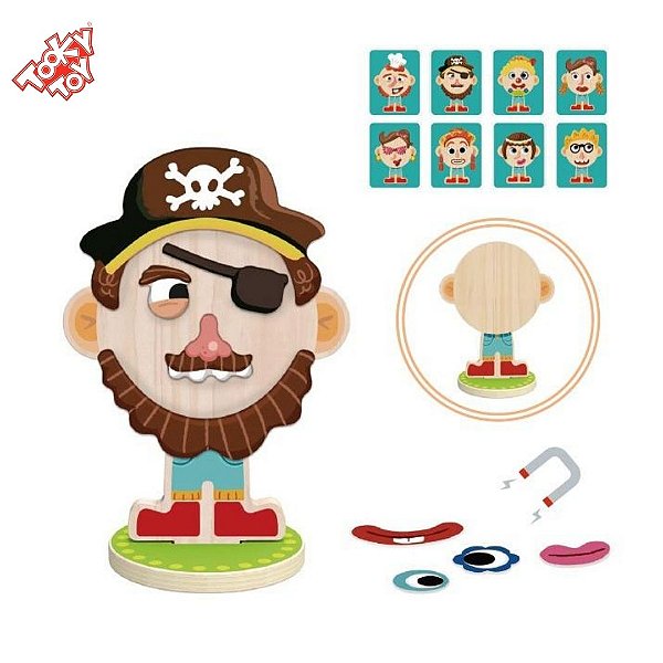 Rosto Misterioso Magnético – Monte Expressões Faciais com 64 Peças | Tooky Toy Educativo para Emoções e Criatividade