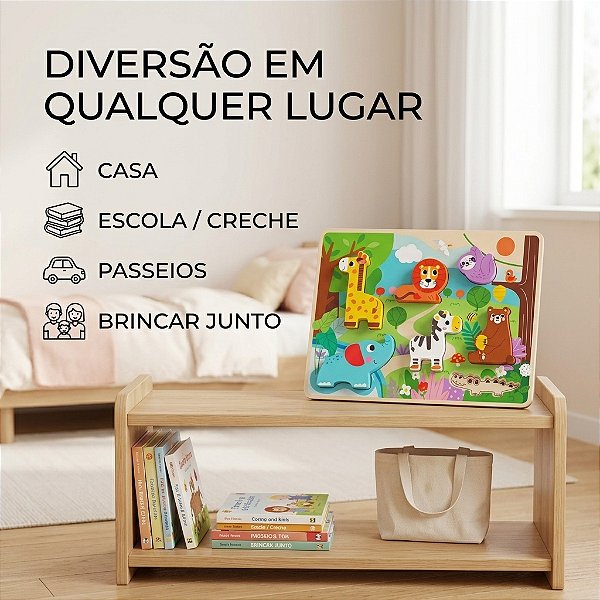 Criança brincando com o Encaixe Animais da Floresta