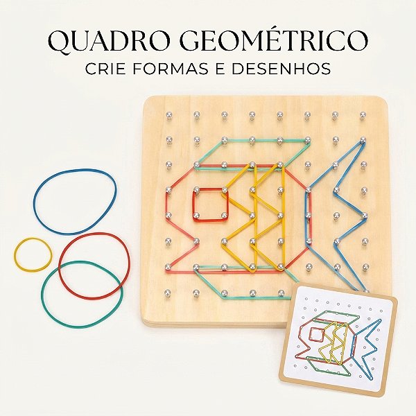 Brinquedo Criativo Com Elásticos Desafios Coordenação Motora Raciocínio Lógico Quadro Geoplano