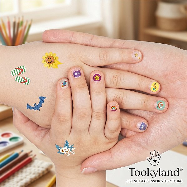 Adesivos para Unhas Infantil com +500 Tatuagens Coloridas | Nail Art Criativa – Tookyland 3+