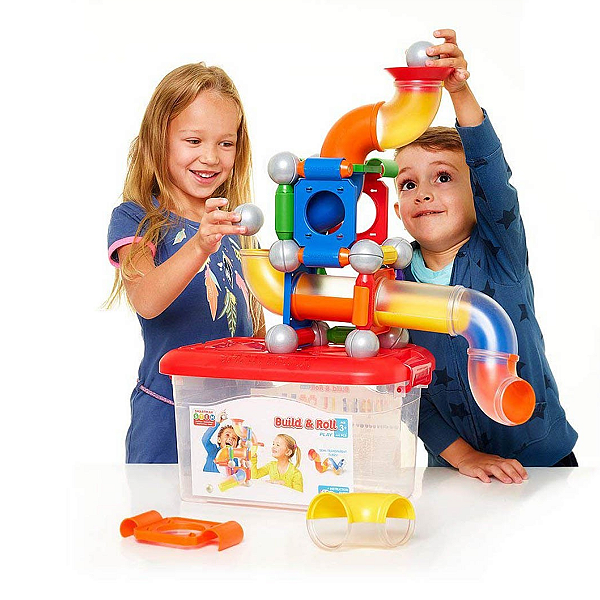 Brinquedo Magnético de Construção com Pistas para Bolinhas | Click & Roll | 30 Peças