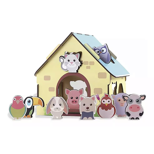 Passa Figuras Animais Da Fazendinha Babebi Madeira 2+