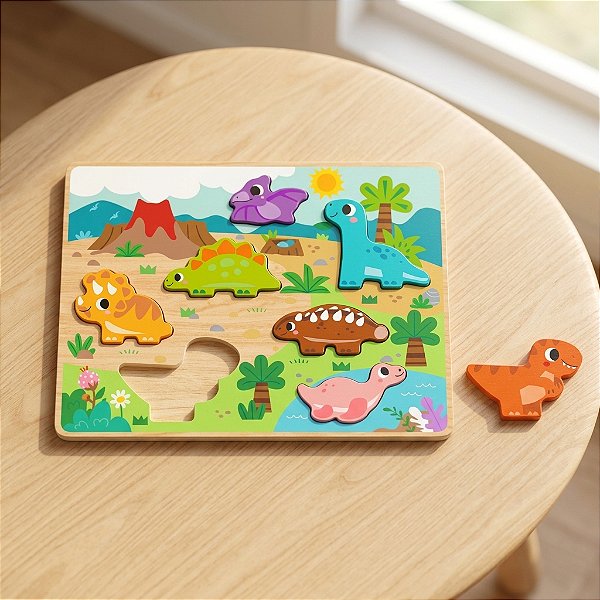 Encaixe Dinossauros Hi Pando – Brinquedo Educativo em Madeira 2+