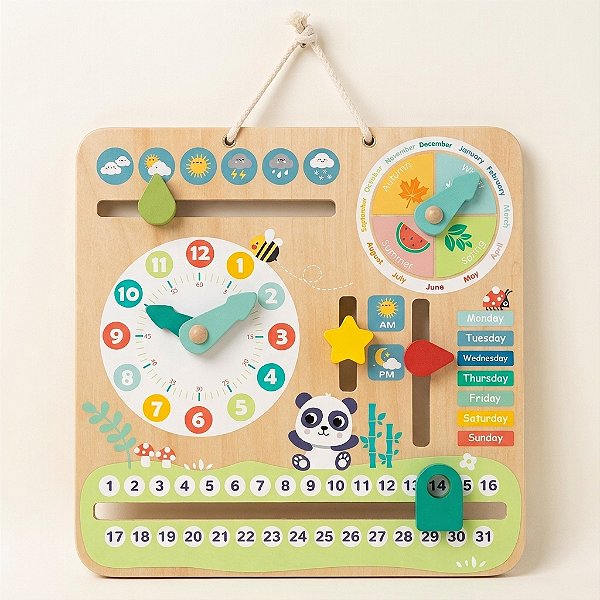 Meu Calendário Infantil Hi Pando Brinquedo Educativo em Madeira 3+