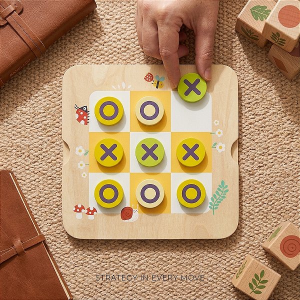 Jogo da Velha Educativo 2 em 1 Memoria Pandas Madeira Infantil Desenvolvimento 3 Anos