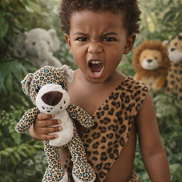 Jaguar de pelúcia realista 30cm animal selvagem macio seguro ideal para crianças e presente