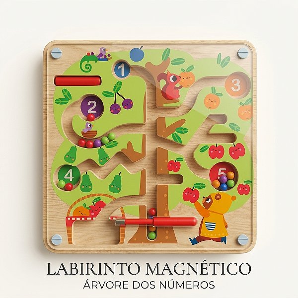 Labirinto Magnético Árvore das Frutas Contagem Números Coordenação Motora Brinquedo Educativo