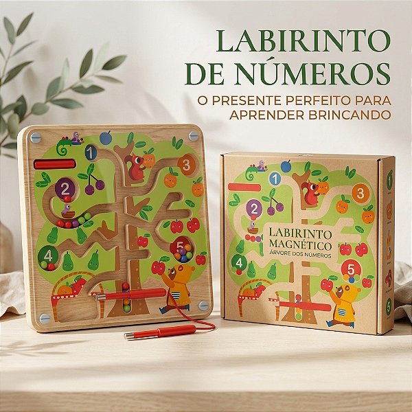 Labirinto Magnético Árvore das Frutas Contagem Números Coordenação Motora Brinquedo Educativo