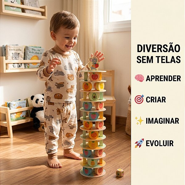 Brinquedo Educativo Torre De Equilíbrio Madeira Infantil