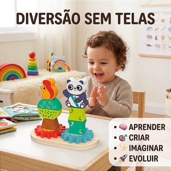 Brinquedo Educativo Engrenagens Madeira Coordenação Motora