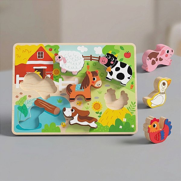 Brinquedo Educativo Quebra Cabeça Madeira Encaixe Infantil
