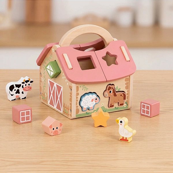 Brinquedo Educativo Fazendinha De Madeira Casinha Encaixe
