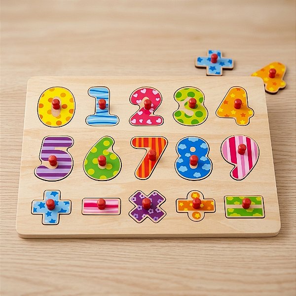 Brinquedo Educativo Numeros De Madeira Quebra Cabeça Pinos