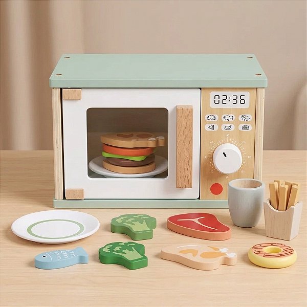 Brinquedo Educativo Micro-Ondas De Madeira Forninho Infantil