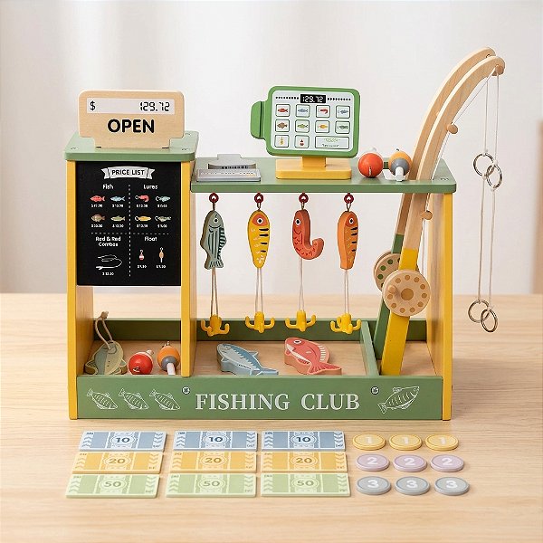 Brinquedo De Madeira Mercado De Pesca Infantil Educativo