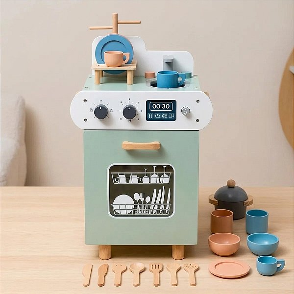 Lava-Louças De Madeira Brinquedo Educativo Cozinha Infantil