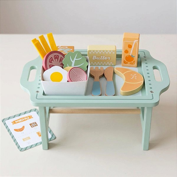 Brinquedo Educativo Kit Cafe Da Manha Madeira Mesinha 3 Anos
