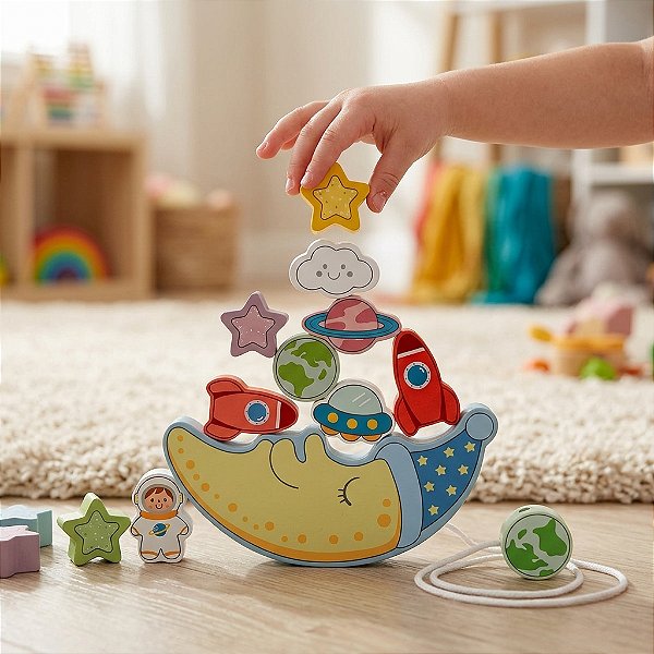 Brinquedo Educativo Madeira Empilhar Equilíbrio Coordenação Motora Montessori Infantil Criança 3+