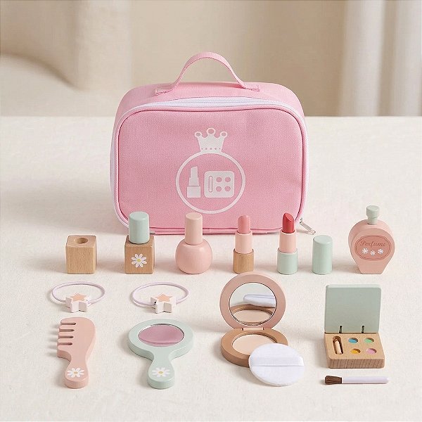 Maleta De Maquiagem Brinquedo Educativo De Madeira Infantil