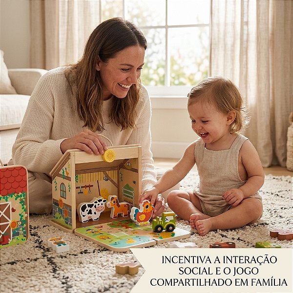 Fazendinha Dobrável Madeira Brinquedo Educativo Infantil