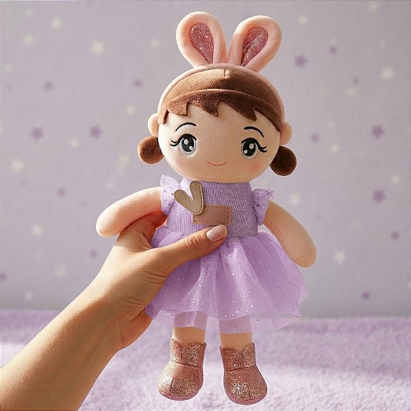 Boneca de Pelúcia Bailarina Coelho 45cm Macia Lilás